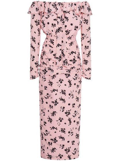 Floral-Print Ruffle Off-Shoulder Dress