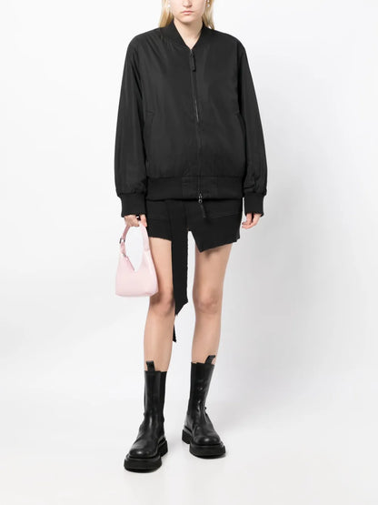 Baseball-Collar Zip-Up Bomber Jacket