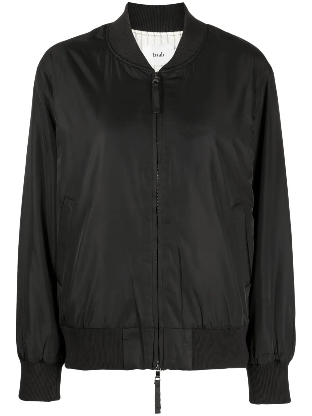 Baseball-Collar Zip-Up Bomber Jacket