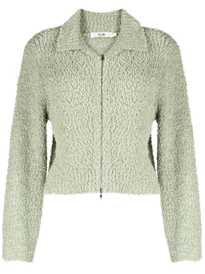 Pointed-Flat Collar Zip-Up Jacket