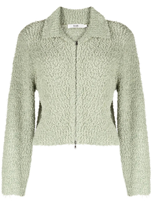 Pointed-Flat Collar Zip-Up Jacket