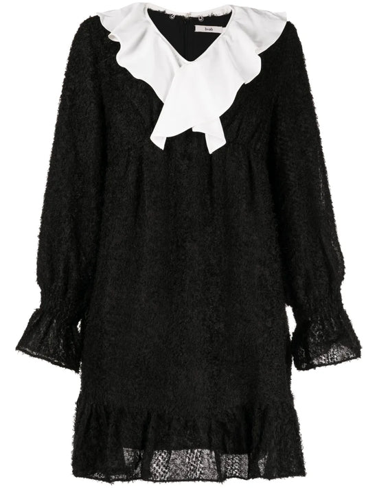Ruffle-Detailing Textured-Finish Dress