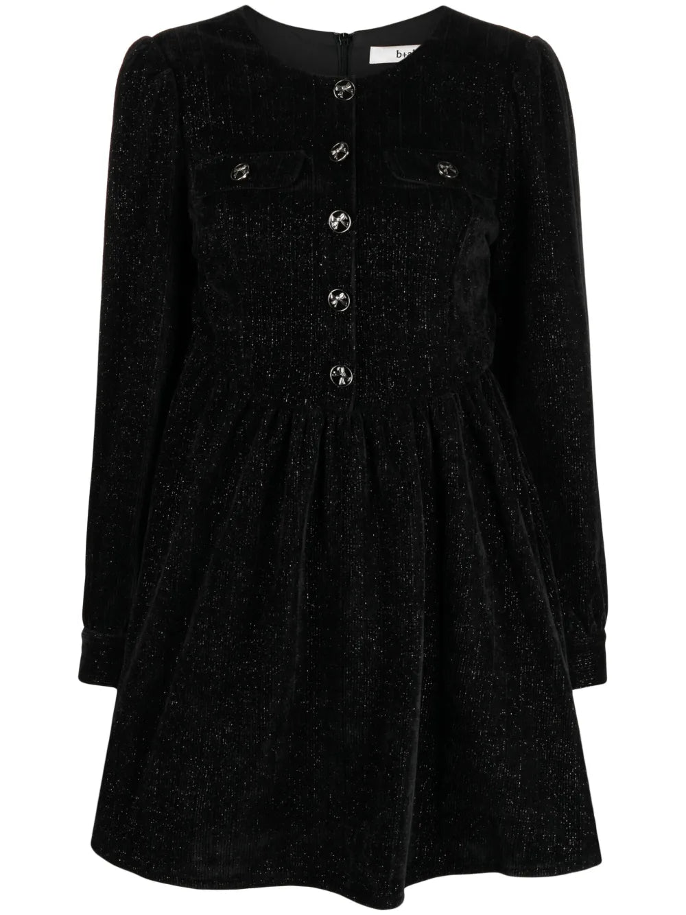 Metallic-Threading Long-Sleeve Dress