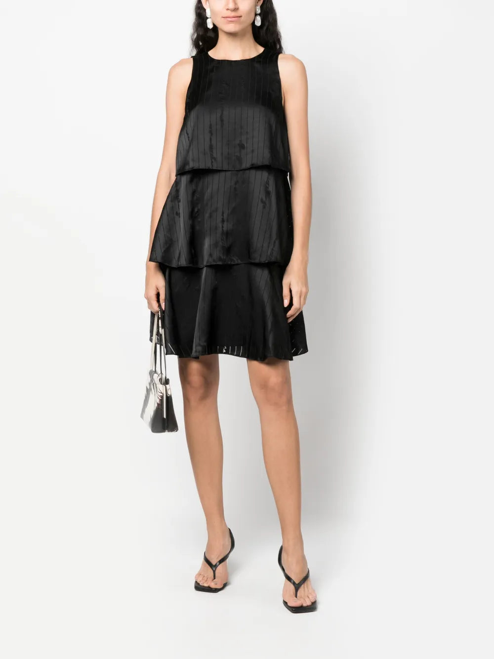 Satin-Finish Devoré-Effect Sleeveless Dress