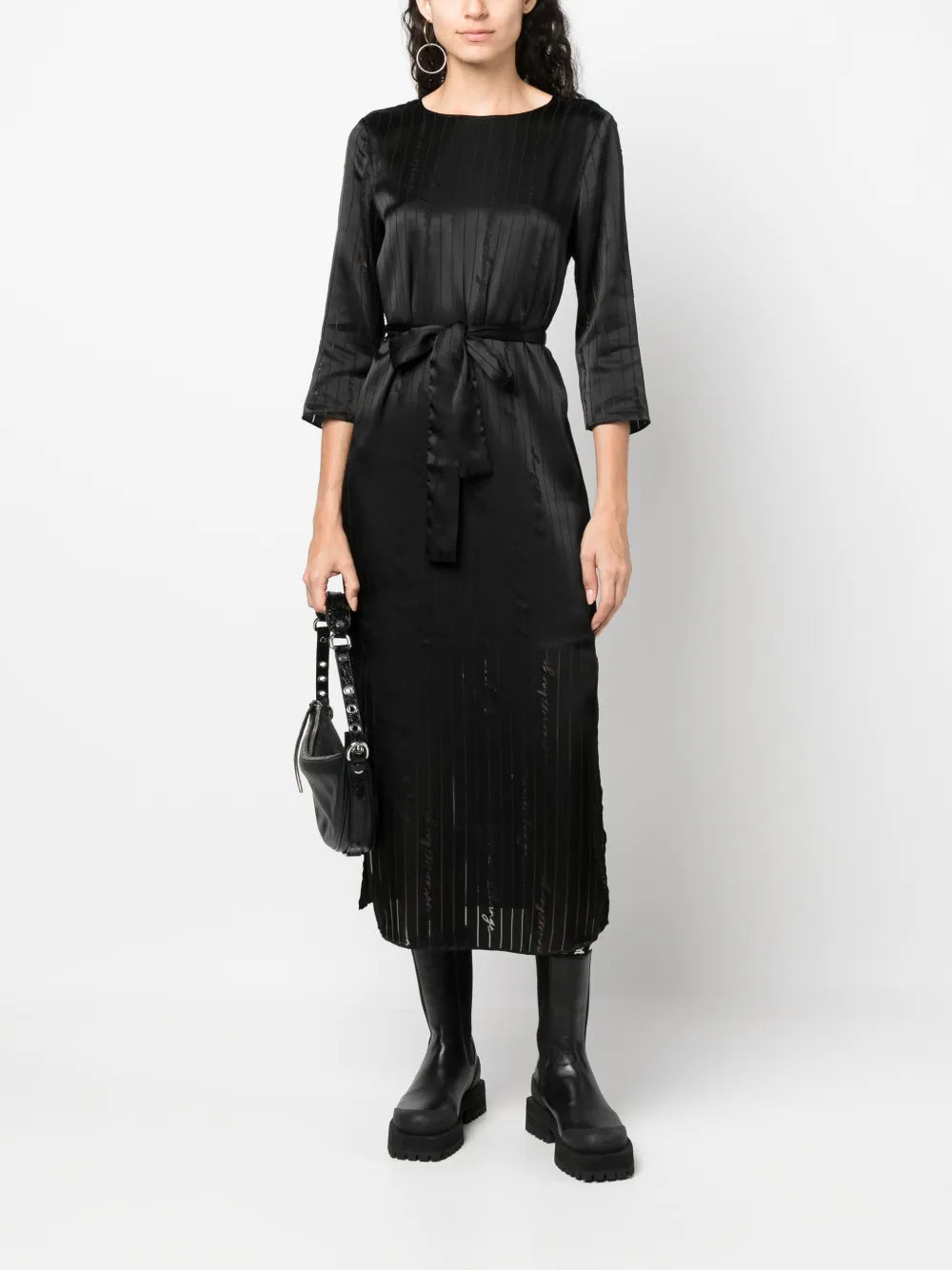 Logo-Embroidered Satin Midi Dress