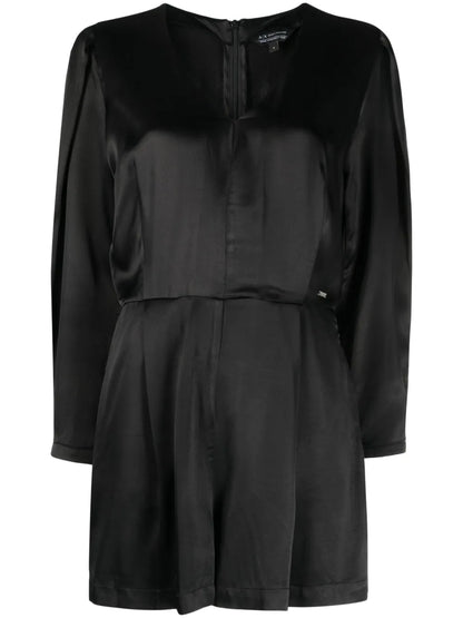 Logo-Plaque Satin-Finish Jumpsuit