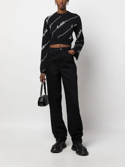 Crystal-Embellished Straight-Leg Jeans
