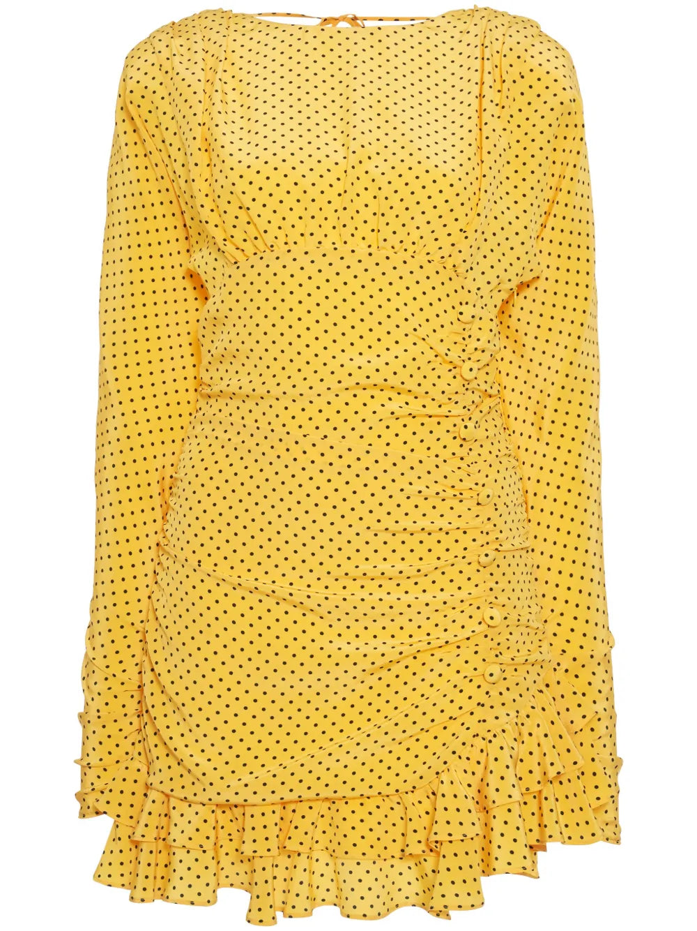 Polka-Dot Ruched Silk Minidress