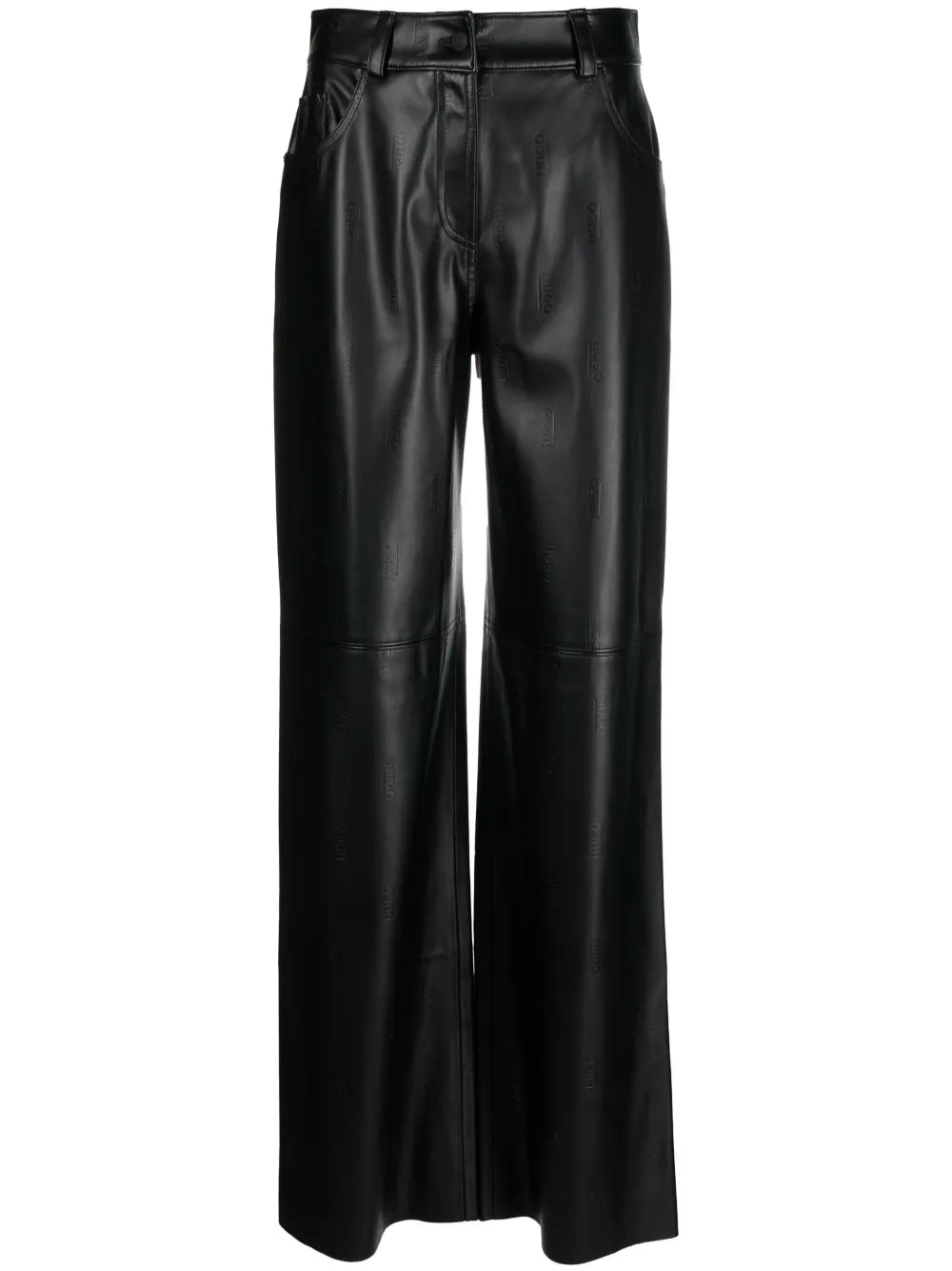 Wide-Leg Patent Straight Trousers