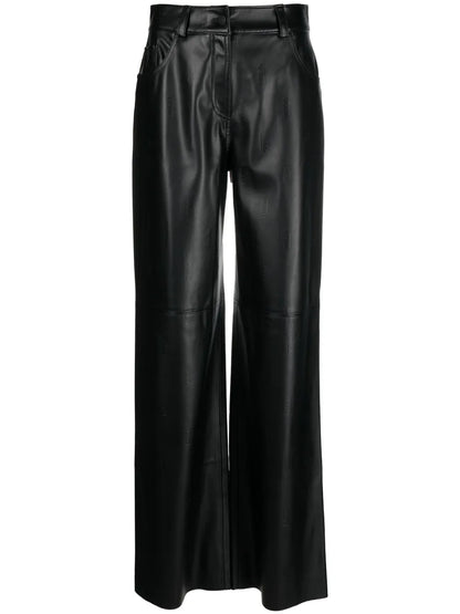 Wide-Leg Patent Straight Trousers