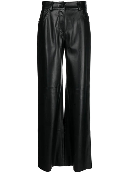 Wide-Leg Patent Straight Trousers