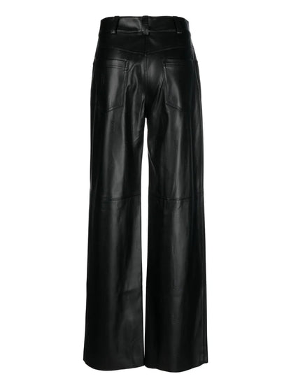 Wide-Leg Patent Straight Trousers