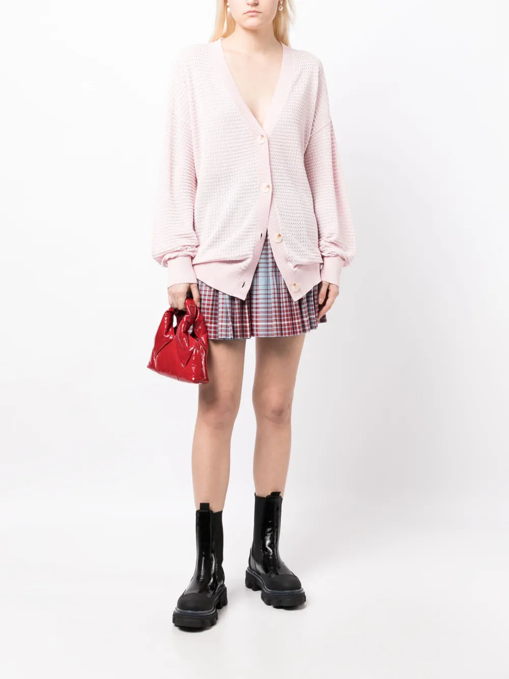 Open-Knit V-Neck Cardigan