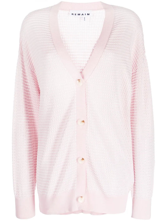 Open-Knit V-Neck Cardigan