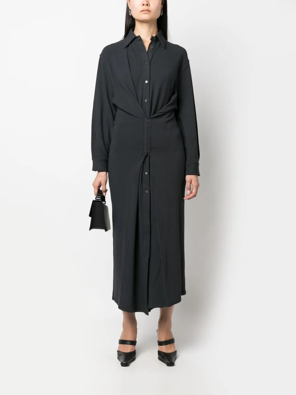 Hook-Eye Midi Shirtdress