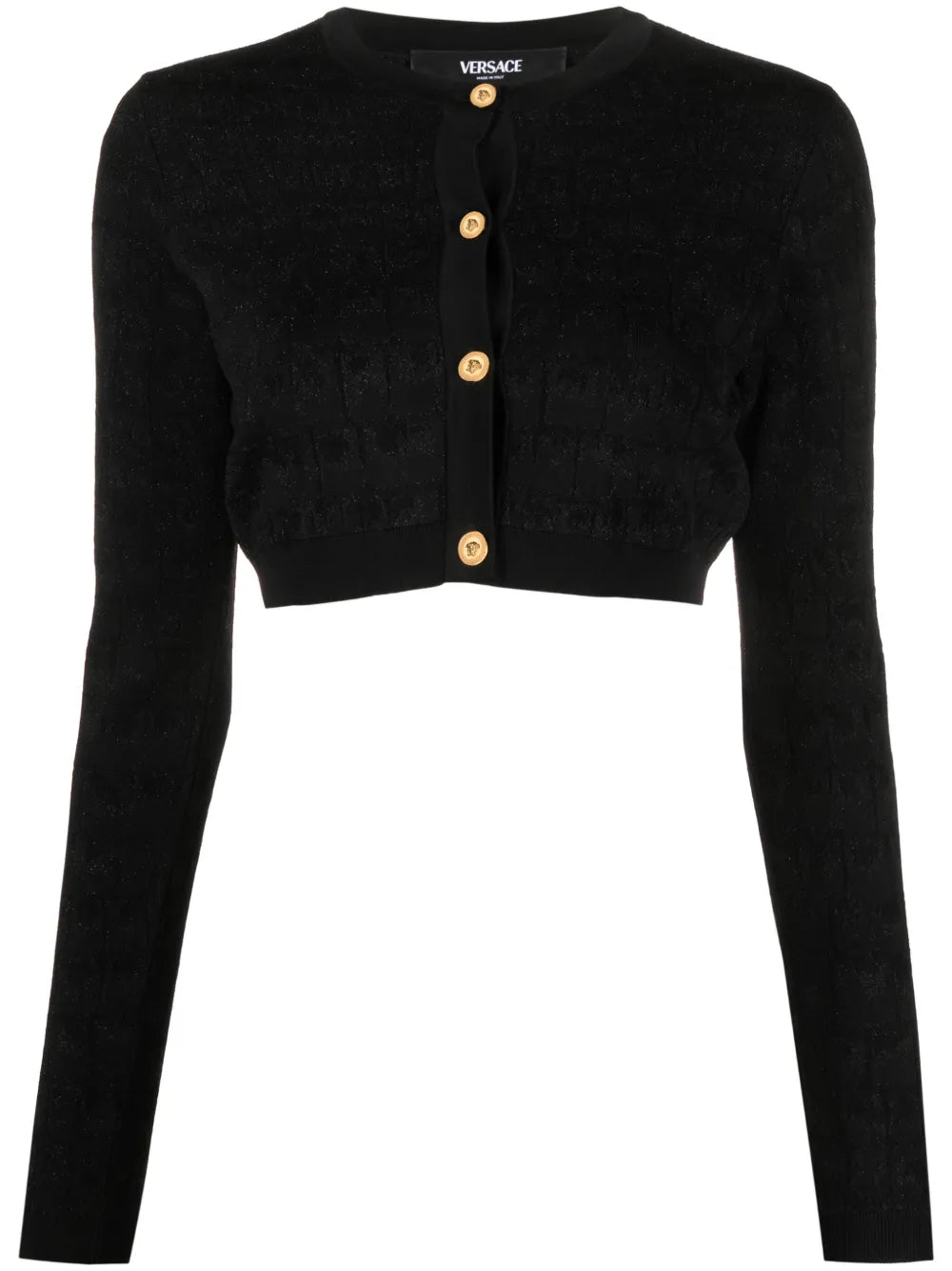 Croc-Jacquard Cropped Cardigan