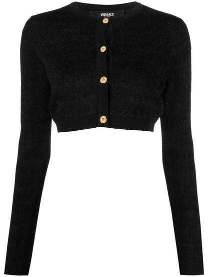 Croc-Jacquard Cropped Cardigan