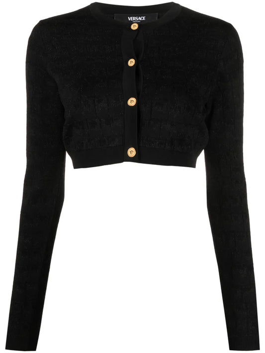 Croc-Jacquard Cropped Cardigan