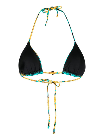 Baroccodile-Print Triangle Bikini Top