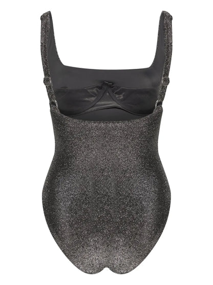Square-Neck Glitter Swimsuit