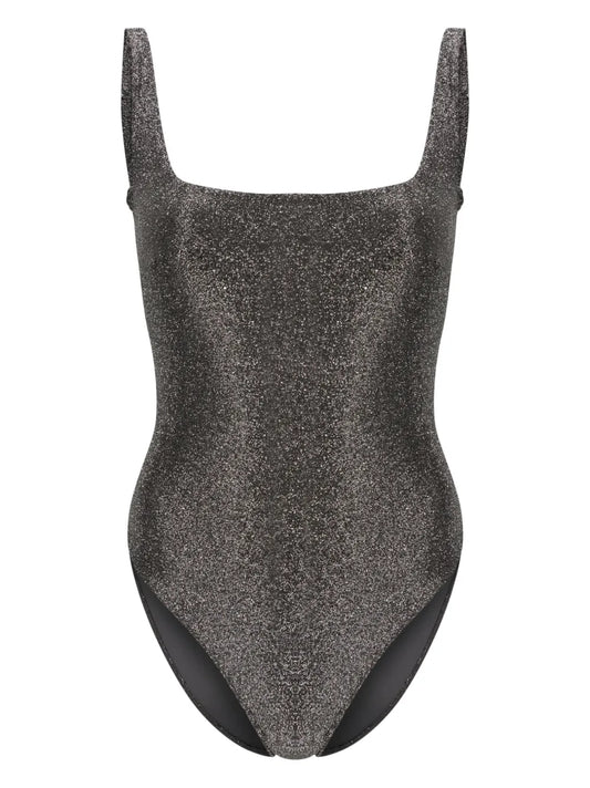 Square-Neck Glitter Swimsuit