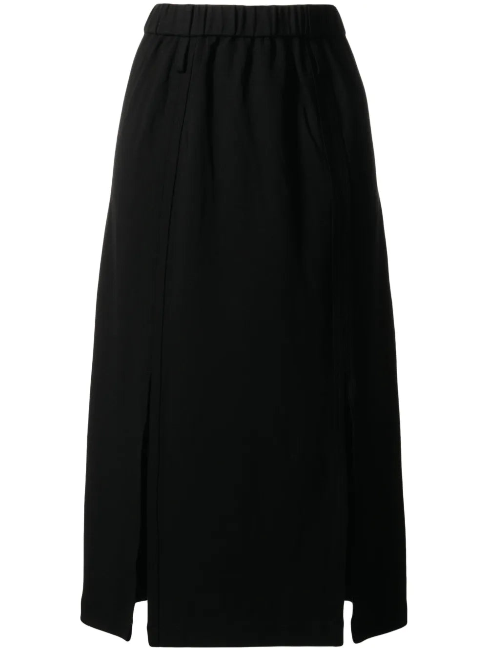 Elasticated Slit-Detail Midi Skirt