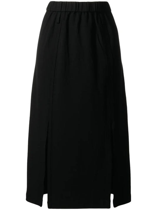 Elasticated Slit-Detail Midi Skirt