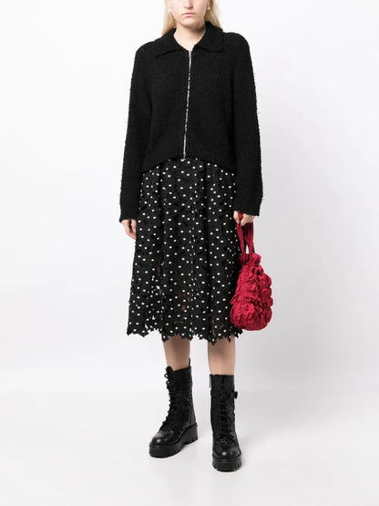 Pointed-Flat Collar Zip-Up Jacket
