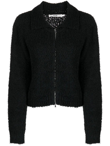 Pointed-Flat Collar Zip-Up Jacket