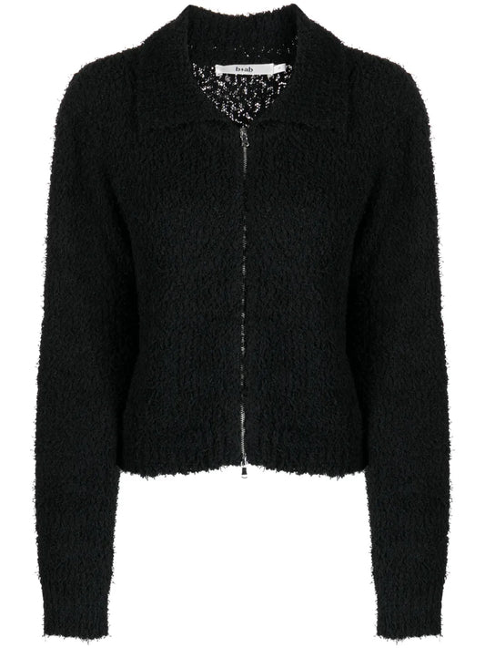 Pointed-Flat Collar Zip-Up Jacket
