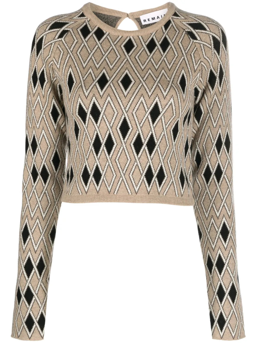 Geometric-Pattern Cropped Jumper