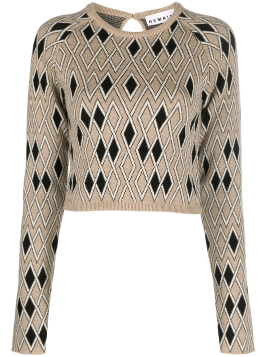 Geometric-Pattern Cropped Jumper