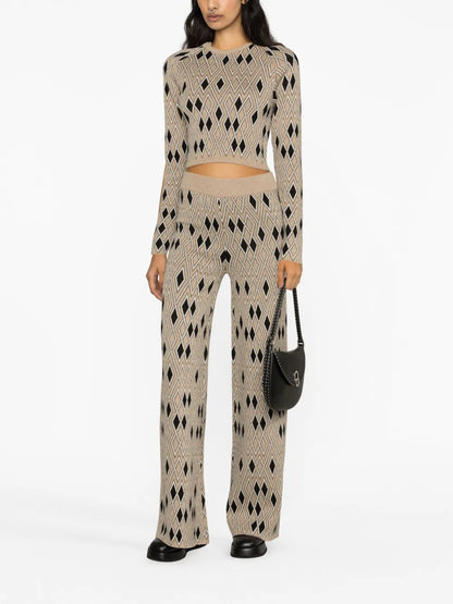 Geometric-Pattern Cropped Jumper