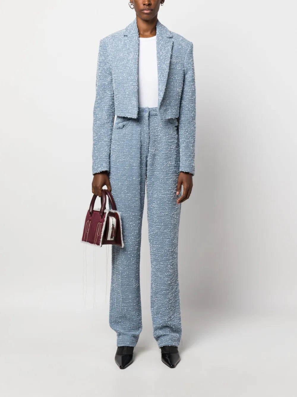 Bouclé Straight-Leg Trousers