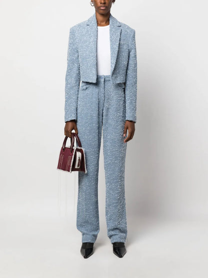 Bouclé Straight-Leg Trousers