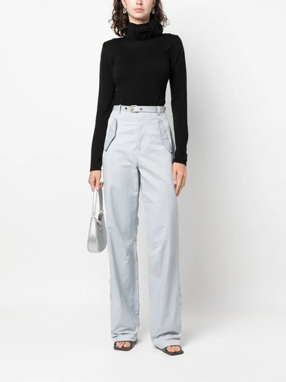 Floral-Appliqué High-Neck Jumper