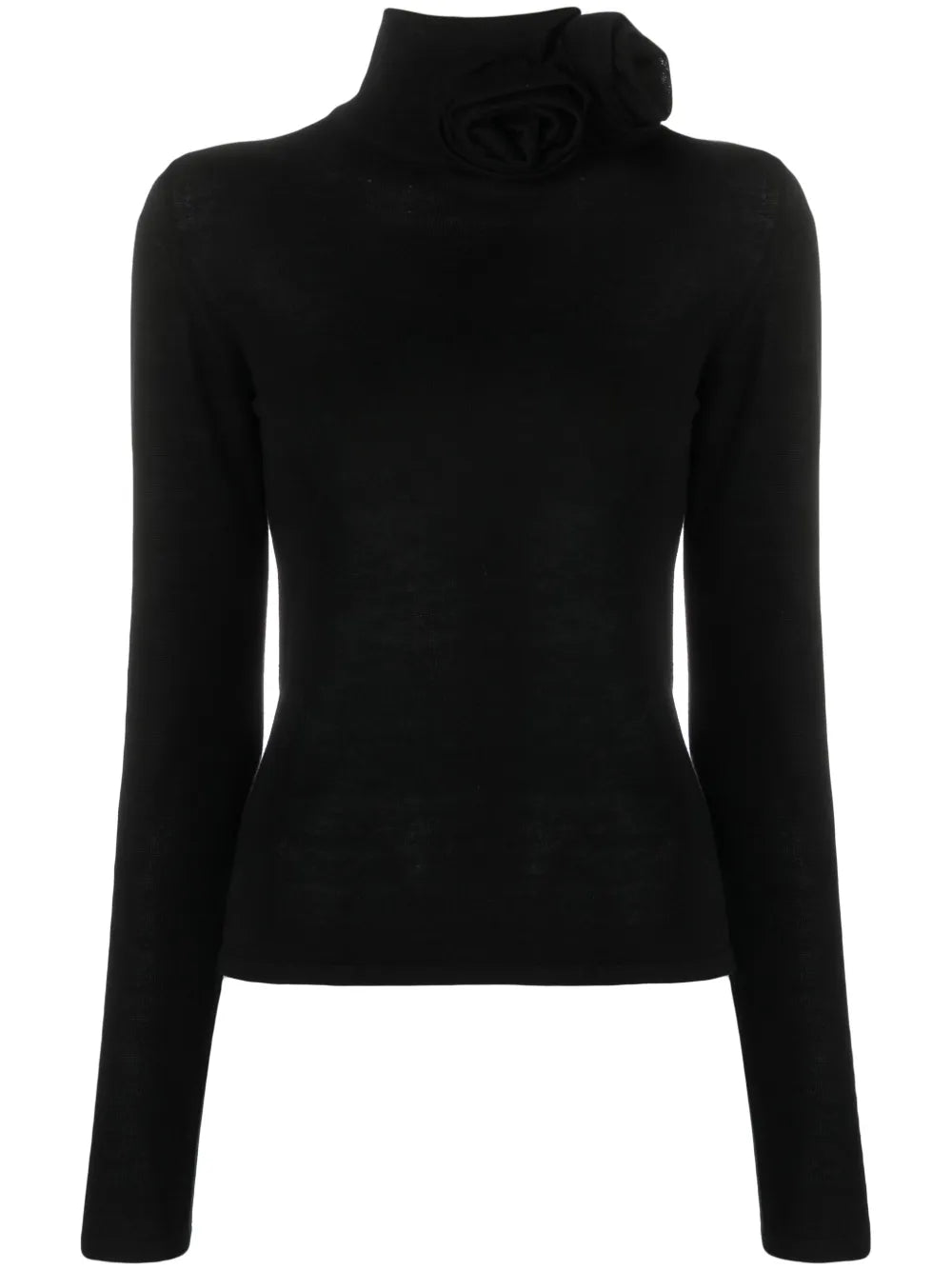 Floral-Appliqué High-Neck Jumper