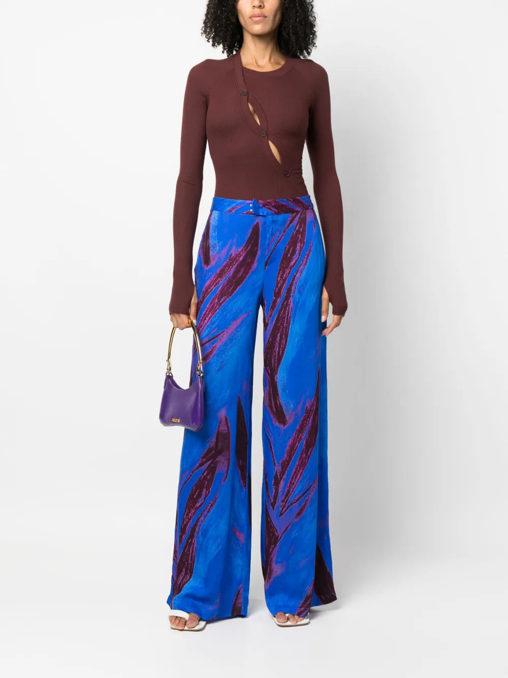 Abstract-Print Wide-Leg Trousers