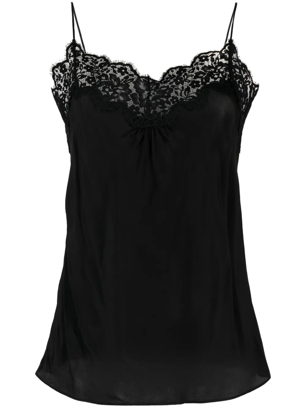 Lace-Trim Ruched Tank Top