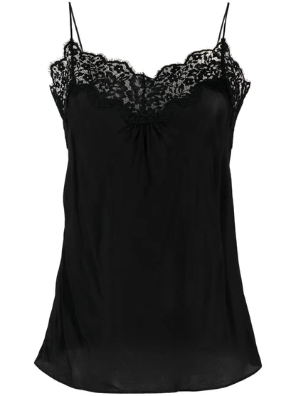 Lace-Trim Ruched Tank Top