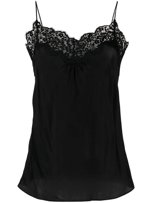 Lace-Trim Ruched Tank Top