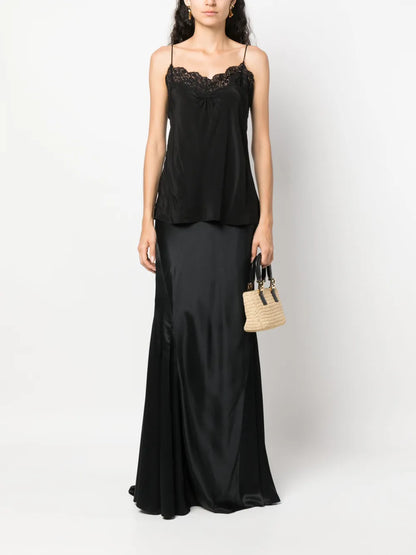 Lace-Trim Ruched Tank Top
