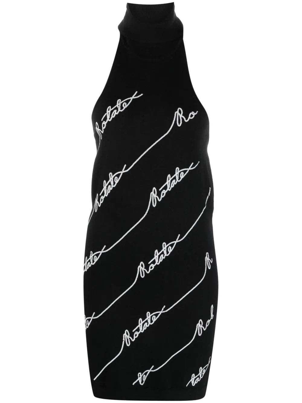 Sequin Logo-Embellished Halterneck Minidress