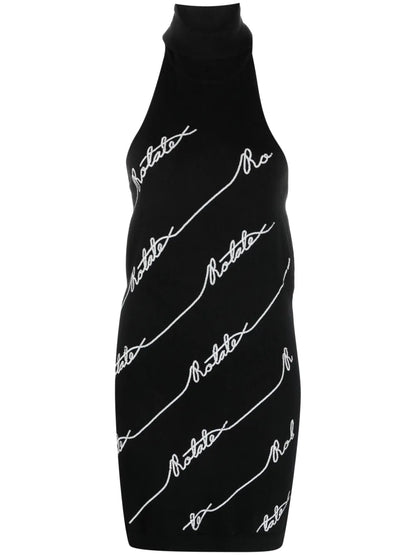 Sequin Logo-Embellished Halterneck Minidress