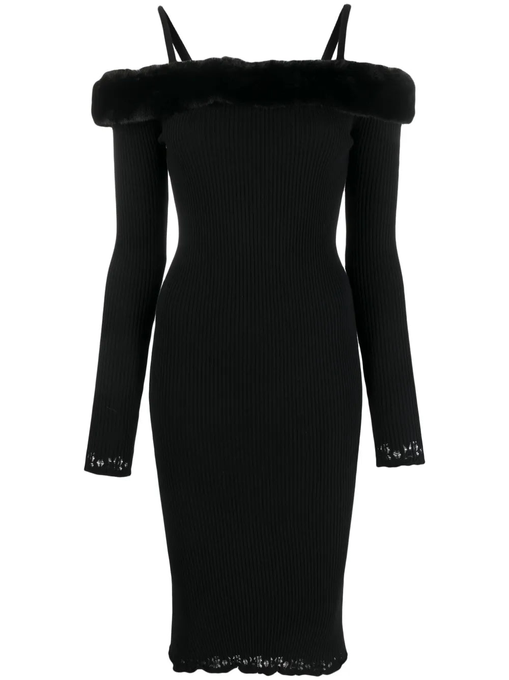 Off-Shoulder Ribbed Midi Dress