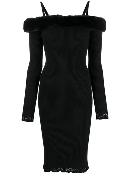 Off-Shoulder Ribbed Midi Dress