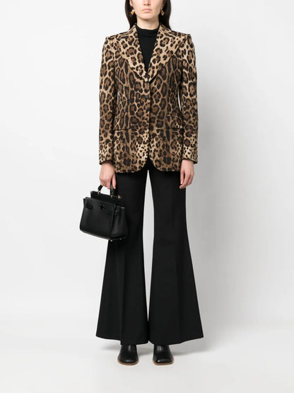 Leopard-Print Single-Breasted Blazer