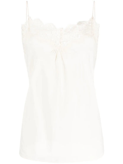 Lace-Trim Ruched Tank Top
