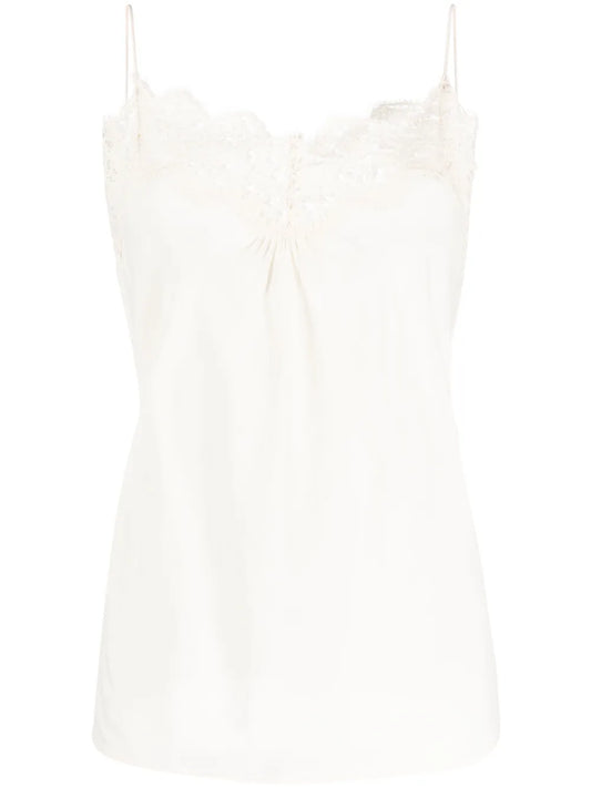 Lace-Trim Ruched Tank Top