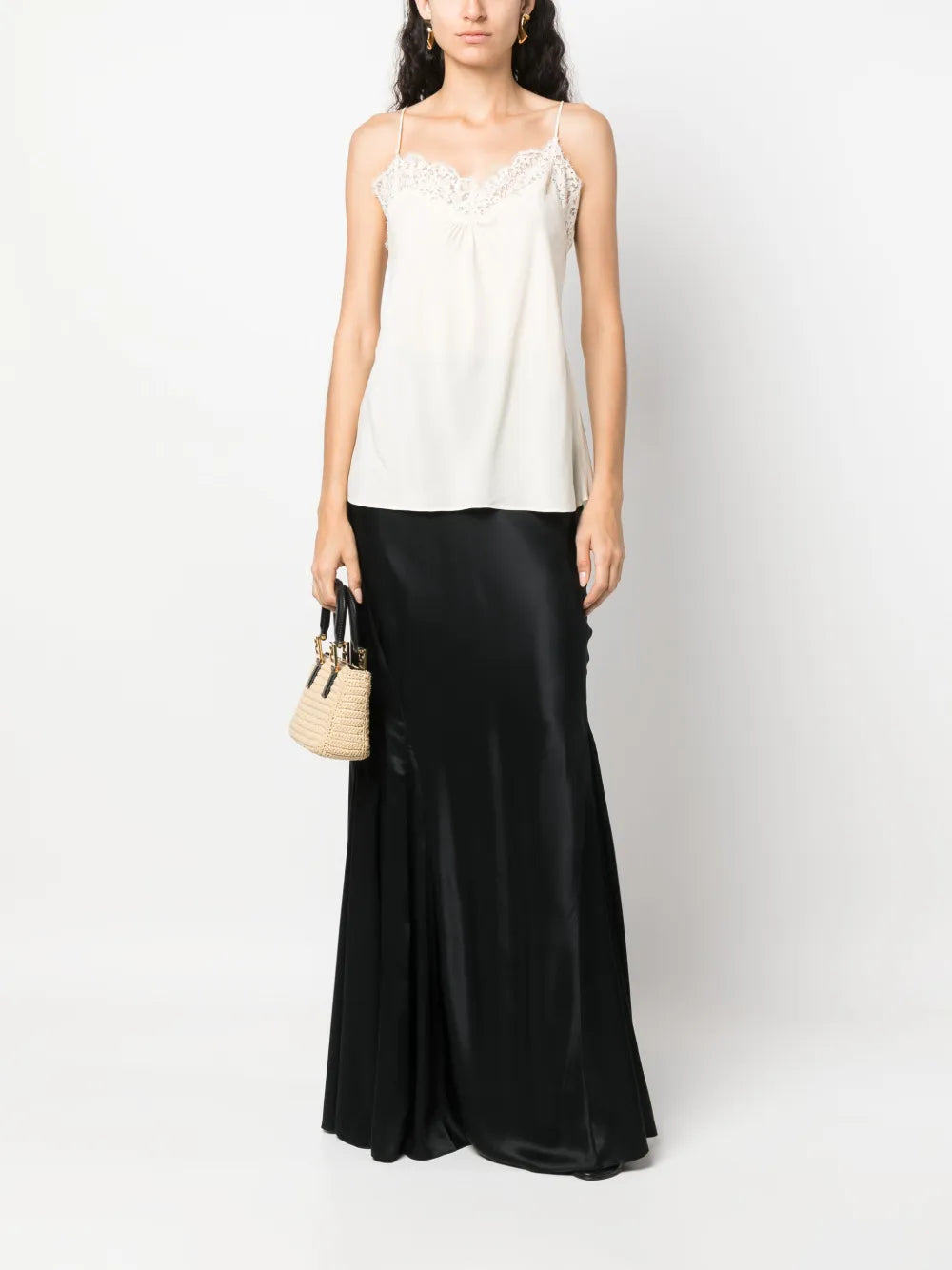 Lace-Trim Ruched Tank Top